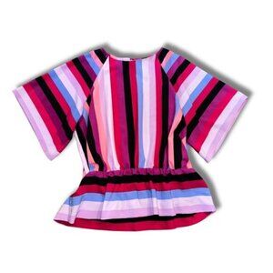 Pink Striped Peplum Top